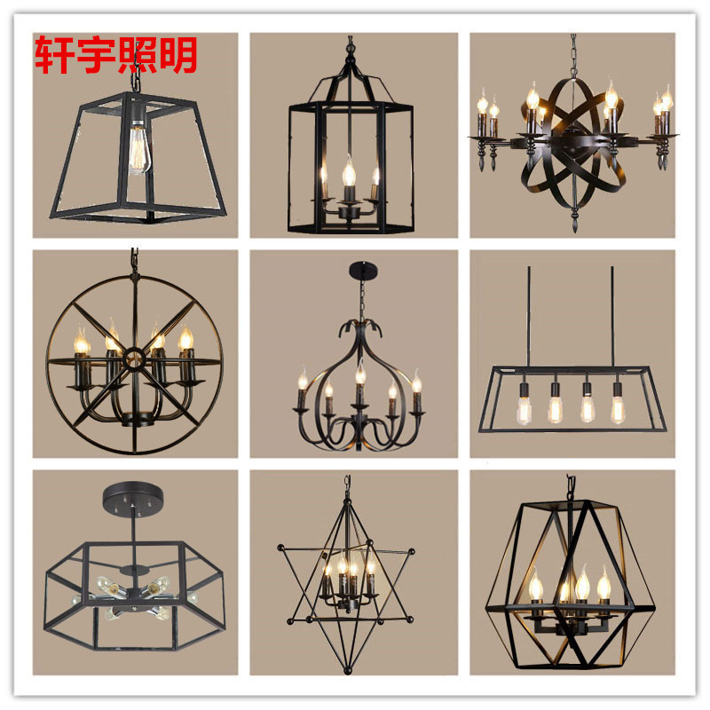 loft复古工业风创意多头玻璃箱餐厅酒吧个性铁艺地球仪蜡烛吊灯具