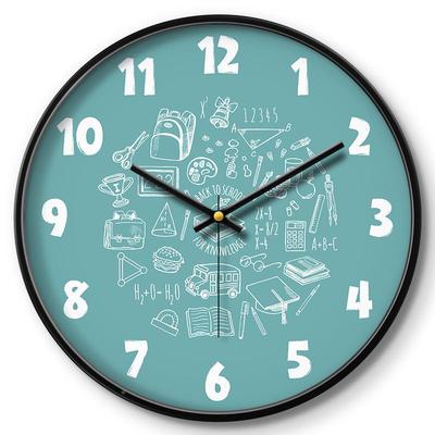 儿童school房可爱卡通钟表挂钟客静厅家用卧室创挂意时钟表挂墙音
