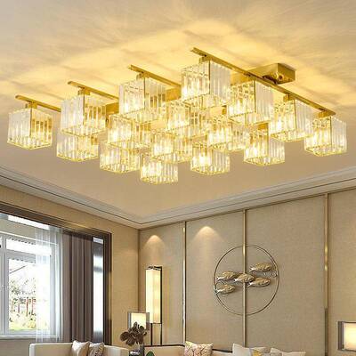轻奢水晶顶灯客厅灯卧室间简约餐形厅长方高端大气吸铜本色95856