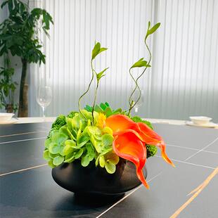 店圆OJU转盘仿酒真饰花餐桌花摆桌花高端轻奢中间摆件装花创意茶