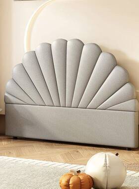 法式头奶油风花瓣床靠背软包简约落现代地公主风单独薄床头超447