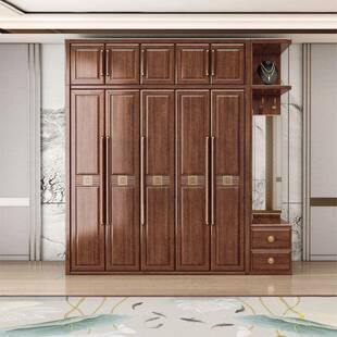 DJQ中衣柜紫金檀木家用卧室带镜木子衣柜实多功能新新款大衣式柜