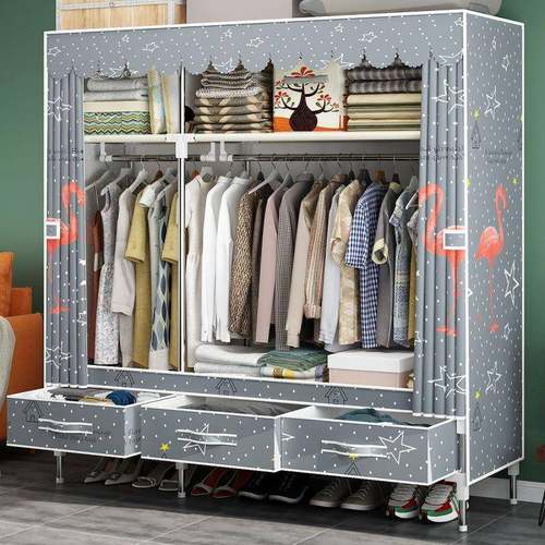 简约衣柜简易卧挂室家具功能合出租房带抽屉多布衣柜经组ALG济型