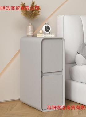 用轻边奢实木床头柜奶油/oth风简约现型代小家卧室床柜夹缝超窄柜