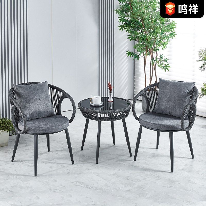 酒店民宿休闲藤编家具露天阳台户外藤椅组合室外小茶几户外桌椅