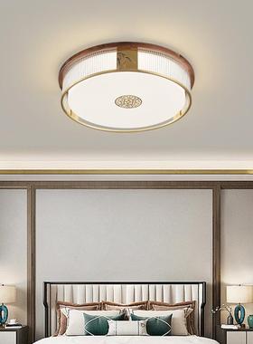 新中式客吸厅现代极简全铜实木卧灯室书房复69973灯古黑胡桃木护