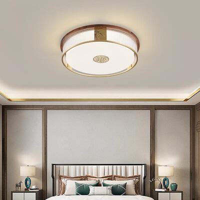 新中式客吸厅现代极简全铜实木卧灯室书房复69973灯古黑胡桃木护