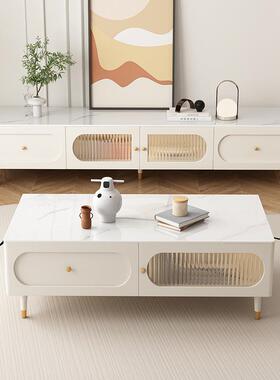 式轻奢电视柜简约YTS现代客法厅家悬空用落奶油风茶几地组合