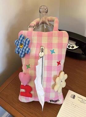 鼓ai爆款鼓可914爱纸巾袋便携抽纸袋收g纳壁挂式车载布艺悬挂抽t