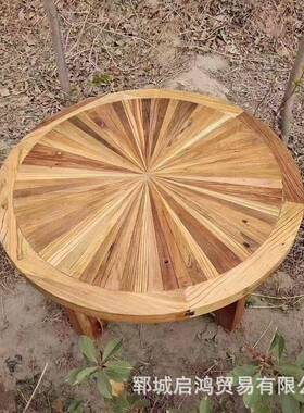 复木古做旧老榆圆桌子客厅实木茶小几沙发边茶桌XNE茶形台庭院圆