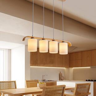 新款 意色餐 餐厅吊灯三头原餐木创奶油风灯具饭厅吧台632桌灯个性