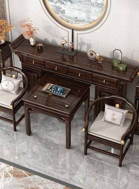 新中式紫金檀神中堂条台桌件套仙VEM桌供桌香八案条六案实木供台