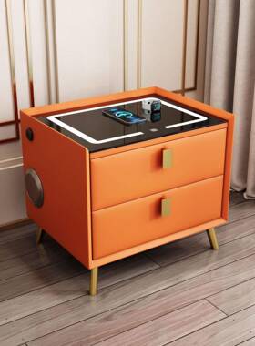 通智能床头18480极简现代小户轻奢皮质两普抽款无线充电带指柜纹