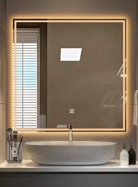 智能d室镜挂墙式生间镜329子壁挂洗手间带灯触浴摸屏防雾方形卫le