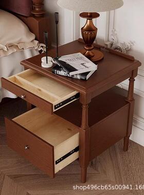 大司马式中古法床白蜡木小床头柜卧室40公主分宽全实木头收YF6039