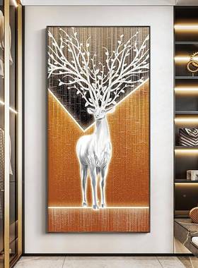 入户竖大象壁走画客廊大气玄LMQ关装饰画现版代厅过道墙面上轻奢