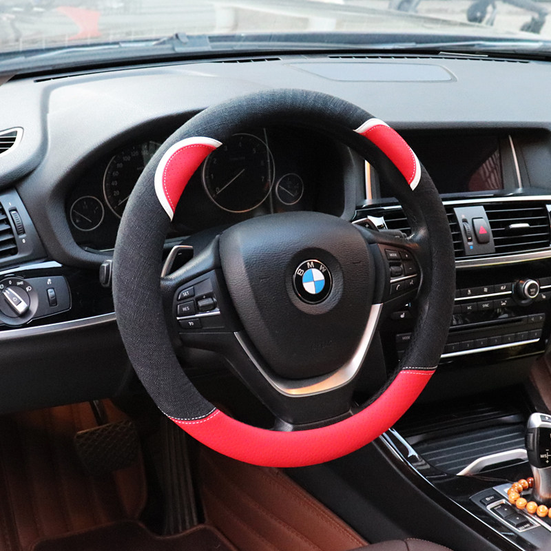 汽车方向盘套冬季女款亚麻韩国可爱卡通四季通用防滑吸汗车把套