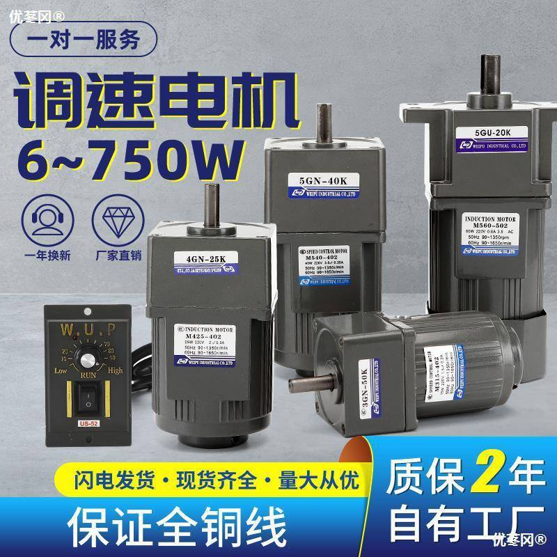 伟普调速电机6-400w可调无极变速 微型小型齿轮减速电机交流220v