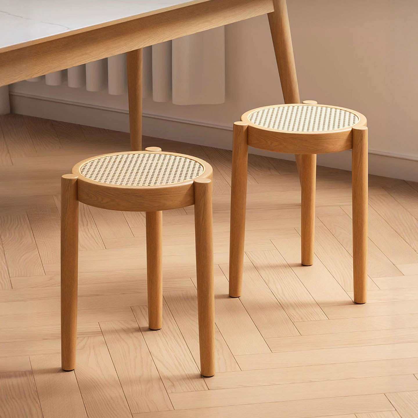 中古风实木凳子藤编小圆凳可叠放客厅家用备用餐椅复古木头矮板凳,电子元器件市场,其它元器件,淘宝优惠券,粉丝福利购,淘宝优惠卷