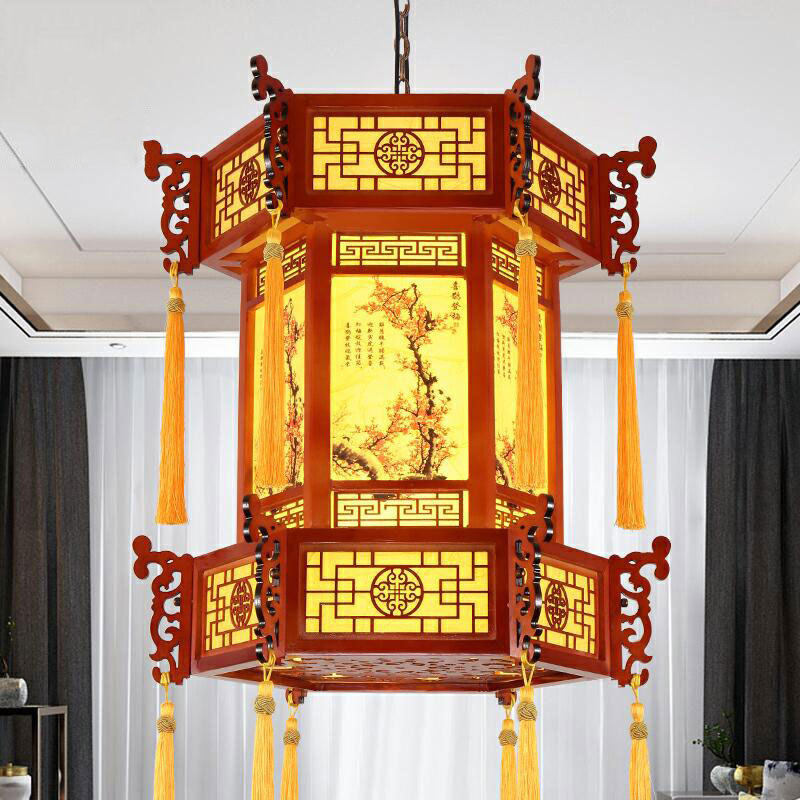 中式仿古宫灯客厅大堂茶楼酒楼博物馆寺院庙宇装饰全实木灯具吊灯