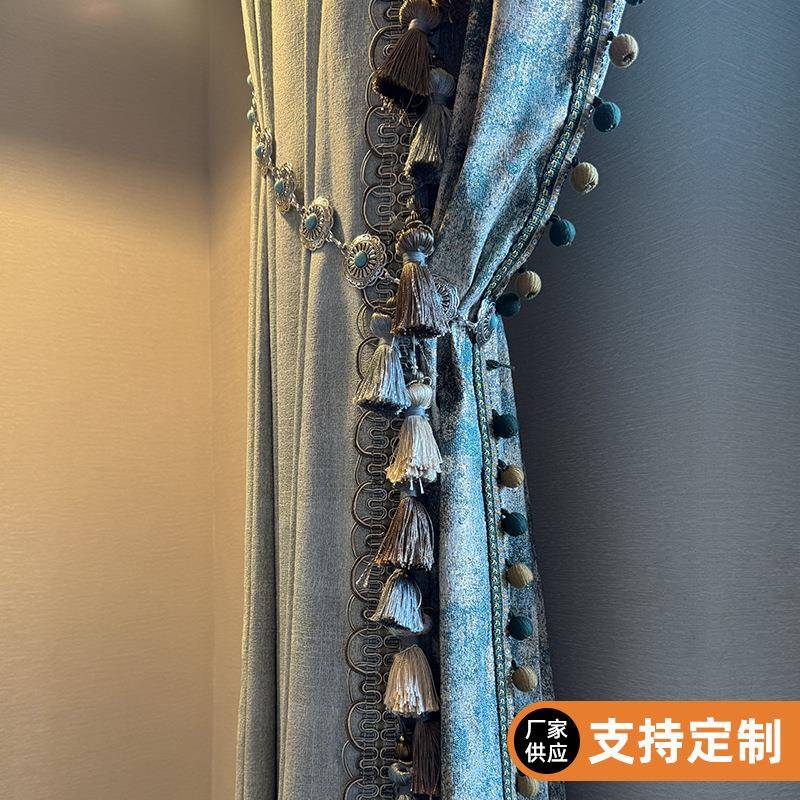 新品大理石纹窗帘提花系列高遮光面料法式复古风飘窗窗帘布