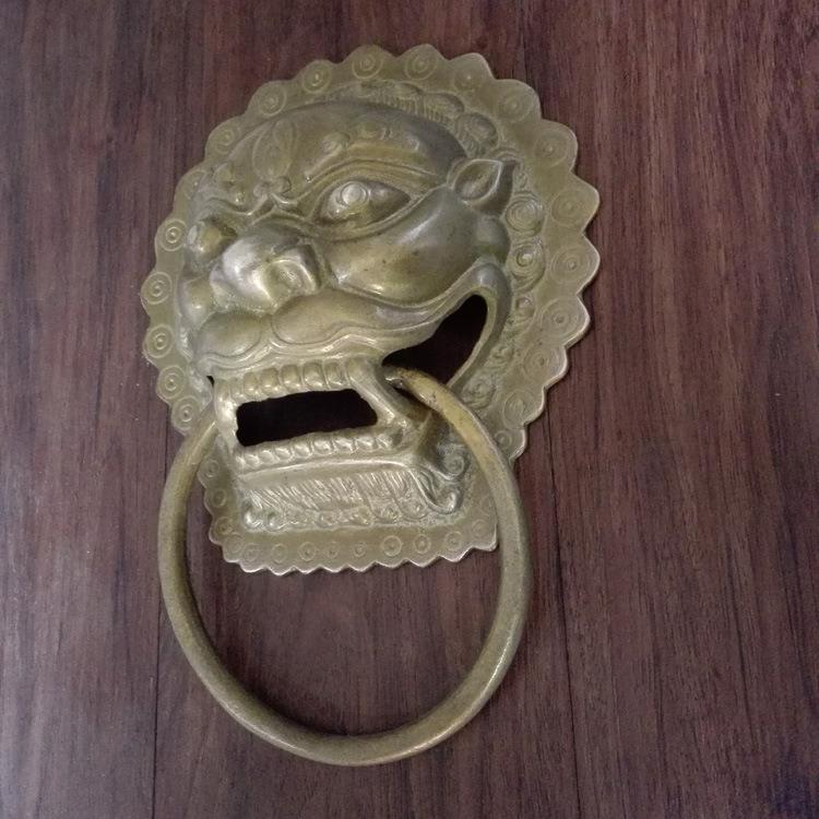 天宇明清家具铜配件中式仿古铜兽头狮子头门环实木玻璃门大拉手