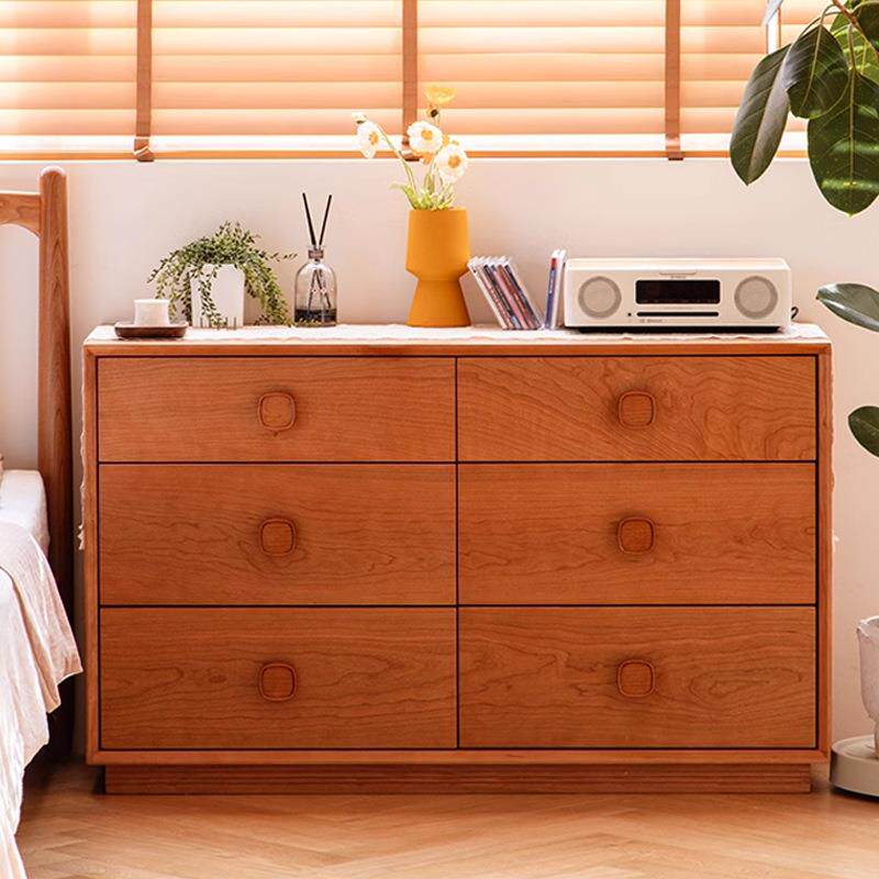 北欧樱桃木方果六斗柜中古风卧室置物柜客厅储物柜抽屉柜床尾柜
