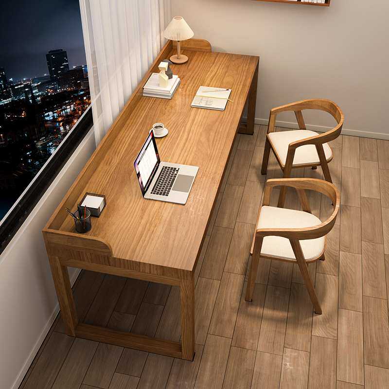 纯实木书桌带围边家用卧室靠墙电脑桌台式带档板现代简约写字桌