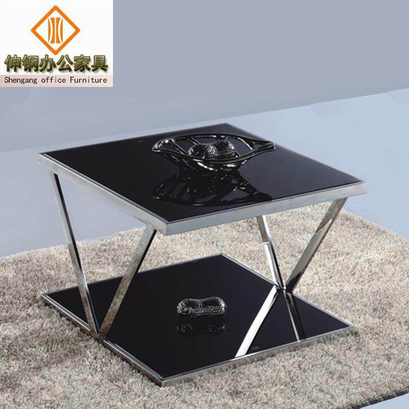 时尚钢化玻璃茶几简易不锈钢客厅电视桌台组合东莞办公家具