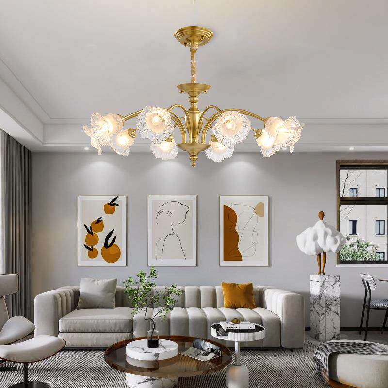 法式复古客厅吊灯大气轻奢创意宫廷卧室灯新款美式玫瑰花中古灯具
