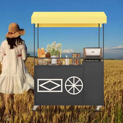 摆摊小推车移动促销车创意户外摆摊车花店花车美食车带轮手推车