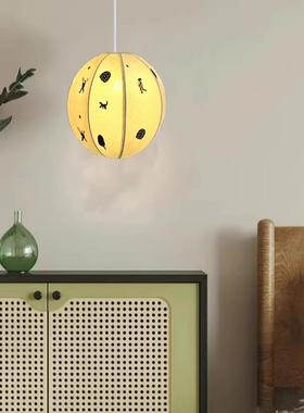 儿童房卧室吊灯刺绣护眼棉麻布艺灯餐厅吧台常在灯复古床头氛围灯