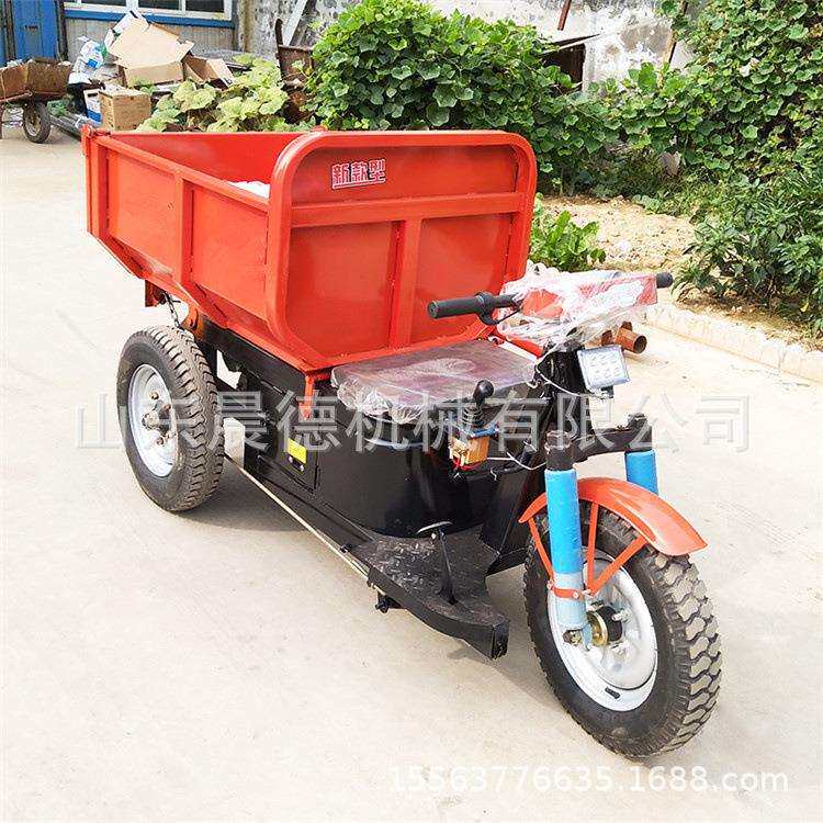 建筑工地电动灰斗车乘坐式三轮车手推工程自卸翻斗车