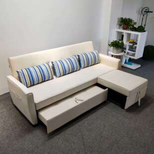 科技绒沙发床两用可折叠拆洗小户型直排带小贵妃椅功能沙发床