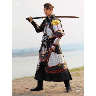 百炼铸甲顺水鱼鳞甲甲胄铠甲汉服盔甲金银可穿全甲格斗全套