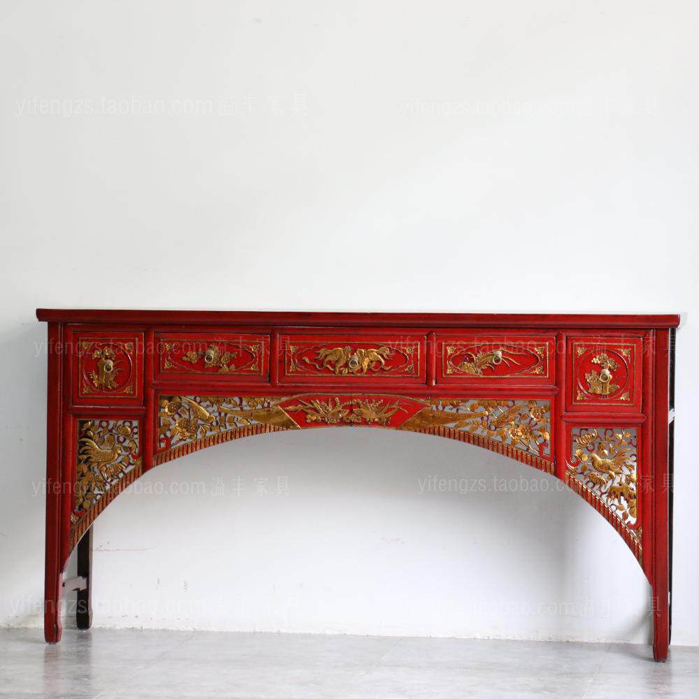 实木供桌中式榆木佛桌雕花平头桌香案明清古典储物长条案台玄关台