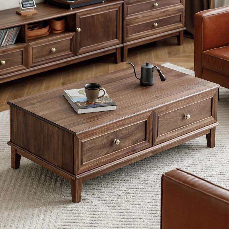 樱桃木全实木茶几黑胡桃木带抽长方形简约中古茶桌客厅家具茶水台,电子元器件市场,其它元器件,淘宝优惠券,粉丝福利购,淘宝优惠卷