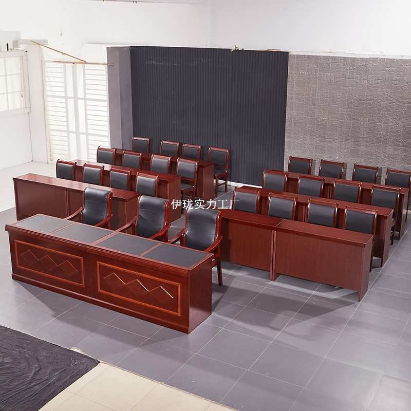 办公家具 会议长条桌贴胡桃木皮双人会议桌条桌油漆三人课桌