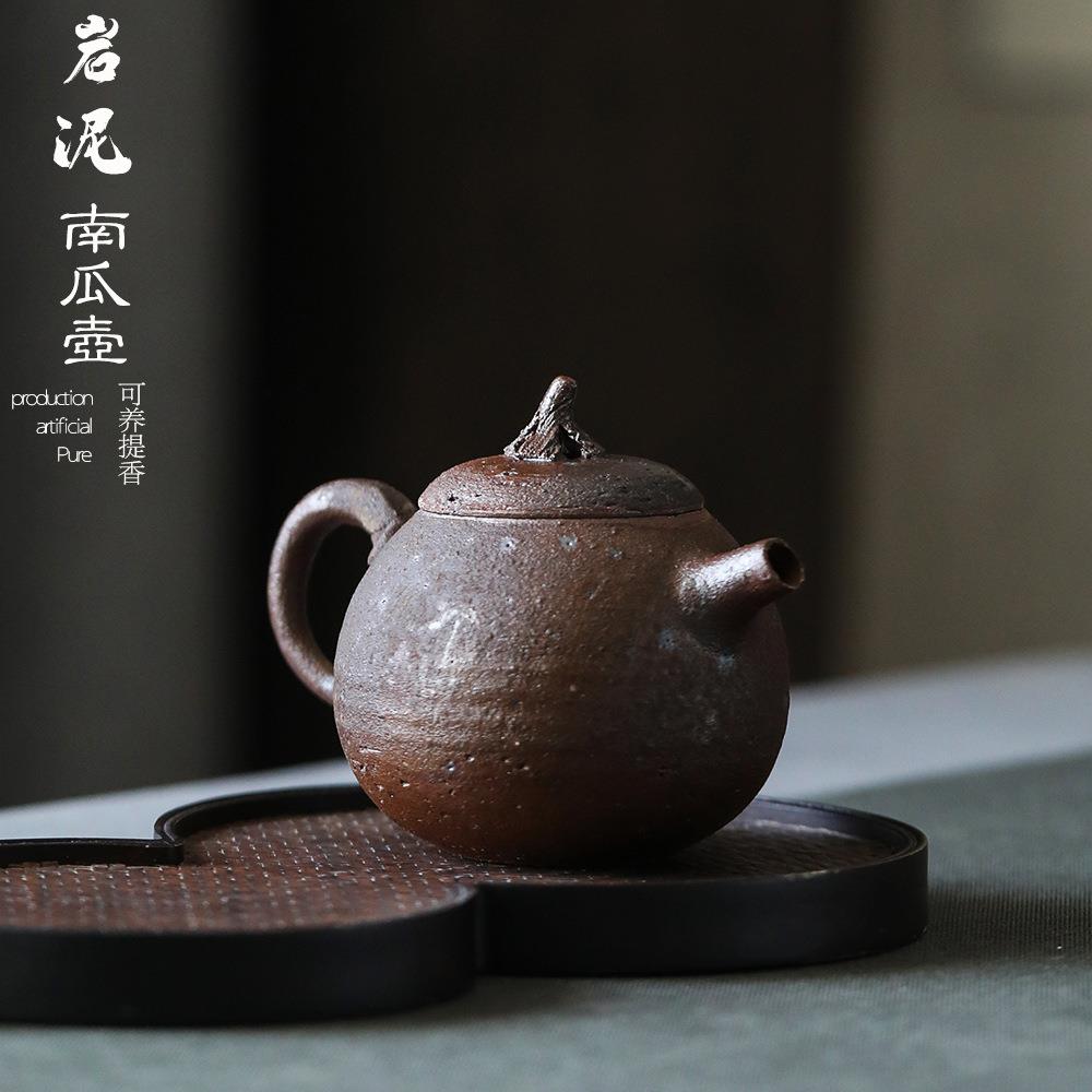手工捏制岩矿壶老岩泥壶泡茶壶修胚细腻日式小茶壶去涩软水提香