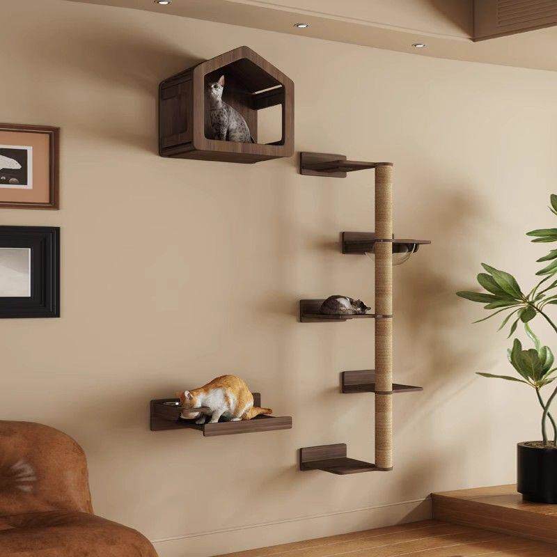 猫爬架猫墙隧道壁挂式一体跳台太空舱窝梯空中走廊上不占地树床柱