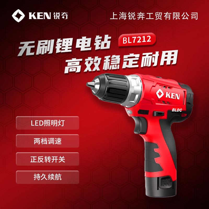 无刷锂电充电电钻BL7212家用12V电动螺丝批 BL7212-20C双电池锐奇
