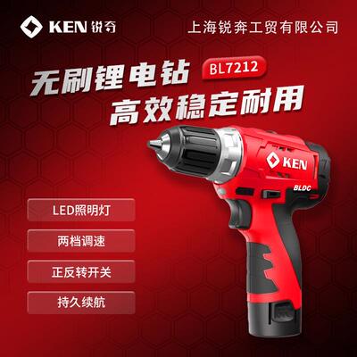 无刷锂电充电电钻BL7212家用12V电动螺丝批 BL7212-20C双电池锐奇