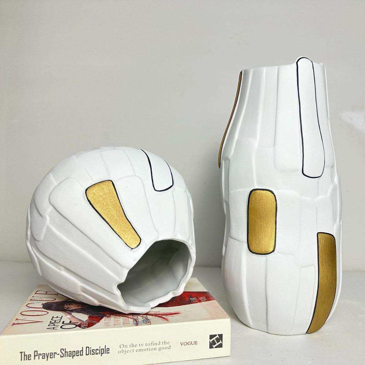 陶瓷拼贴花器样板房民宿售楼部卧室客厅轻奢白色描金艺术花瓶摆件,农用物资,其他肥料,淘宝优惠券,粉丝福利购,淘宝优惠卷