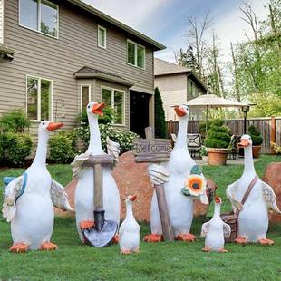 卡通鸭子雕塑动物景观玻璃钢摆件田园草地造景装饰品仿真园林雕塑