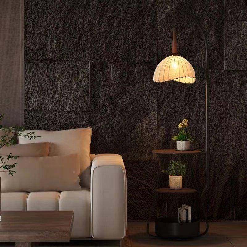 落地灯美式复古几风沙客厅发旁氛围茶灯卧室床头601柜一体地落灯