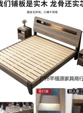 实木床现代厂简约双人床1.8米工直销1.5出型租房经济1.TJC单人2床