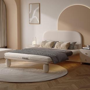 油风实木床人室悬浮床奶油风卧室单人床现成代卧男生简SST奶约小