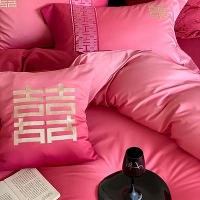 微醺渐变喜字结婚件套100婚SVEY长绒纯棉全四棉棉红色被套婚庆嫁