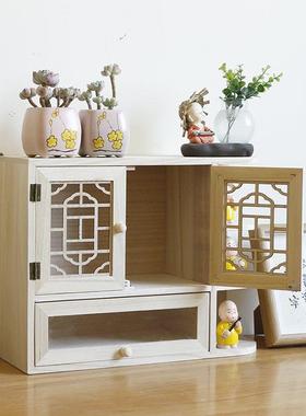 Z*实木免打孔小吊柜壁挂柜挂墙式置物卧室桌面收纳74589墙储物柜