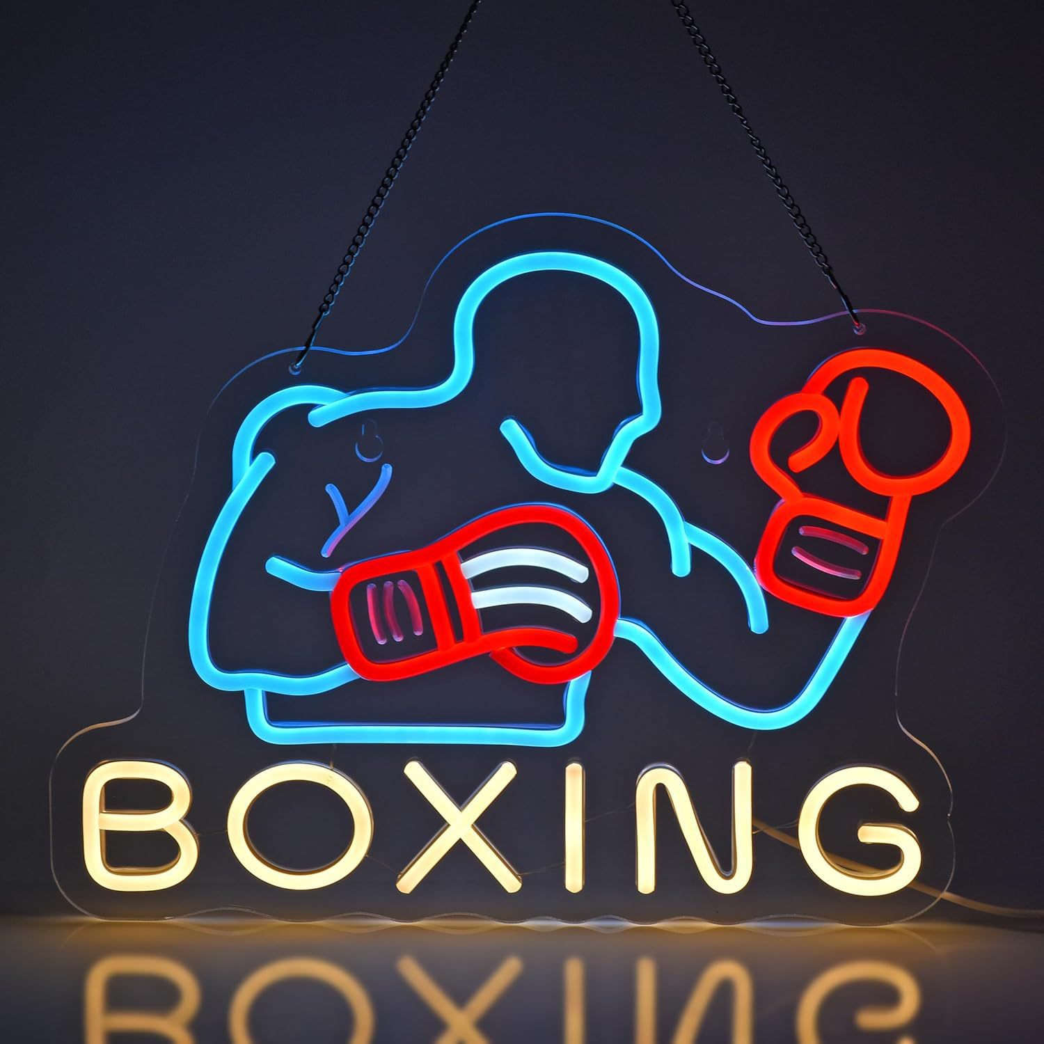 led霓虹灯背板拳击boxing透明亚克力霓虹灯 摆件房间氛围灯